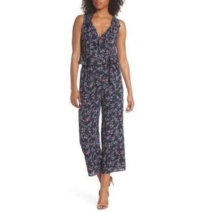 NWT PAIGE Paletta Floral-print Sleeveless Ruffle Crop Jumpsuit Size XL